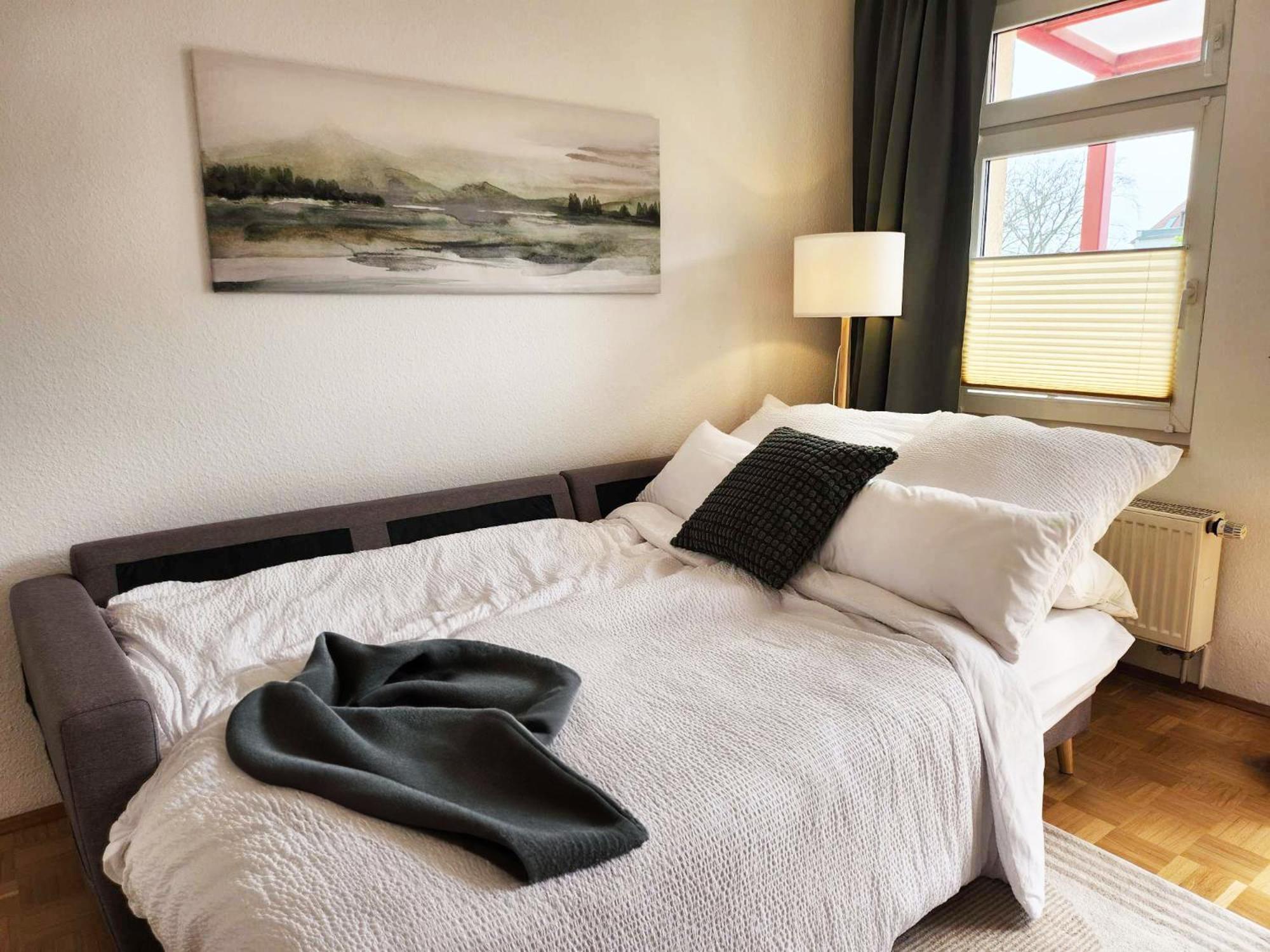2 Zimmer, Bett Und Schlafsofa, Balkon, Waschmaschine L 莱比锡 外观 照片